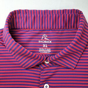 Rhoback The Birdie Stripe Blue Coral Men's XL Golf Performance Stretch Polo